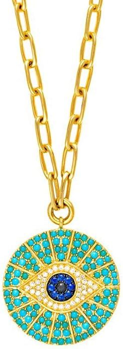 Obidos 14k Gold Plated Evil Eye Turquoise Pendant Necklace for Women 18-20Inch,Hamsa Hand of Fati... | Amazon (US)