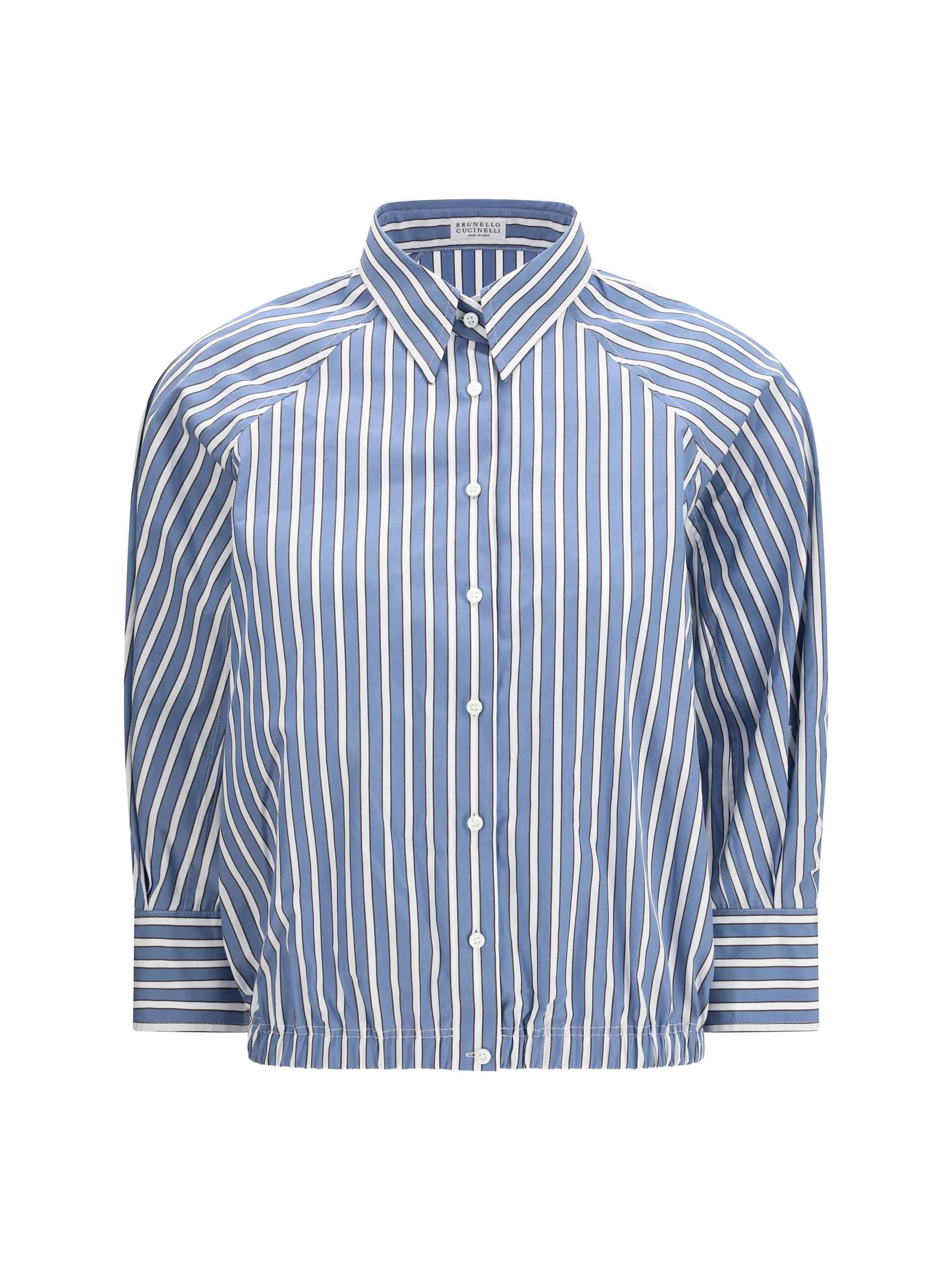 Brunello Cucinelli Shadow Stripe Poplin Shirt — Blue | Italist Inc.