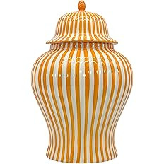 Galt International 18" Orange Candy Stripe Ginger Jar w/Lid - Decor Home Decor Living Room Party ... | Amazon (US)