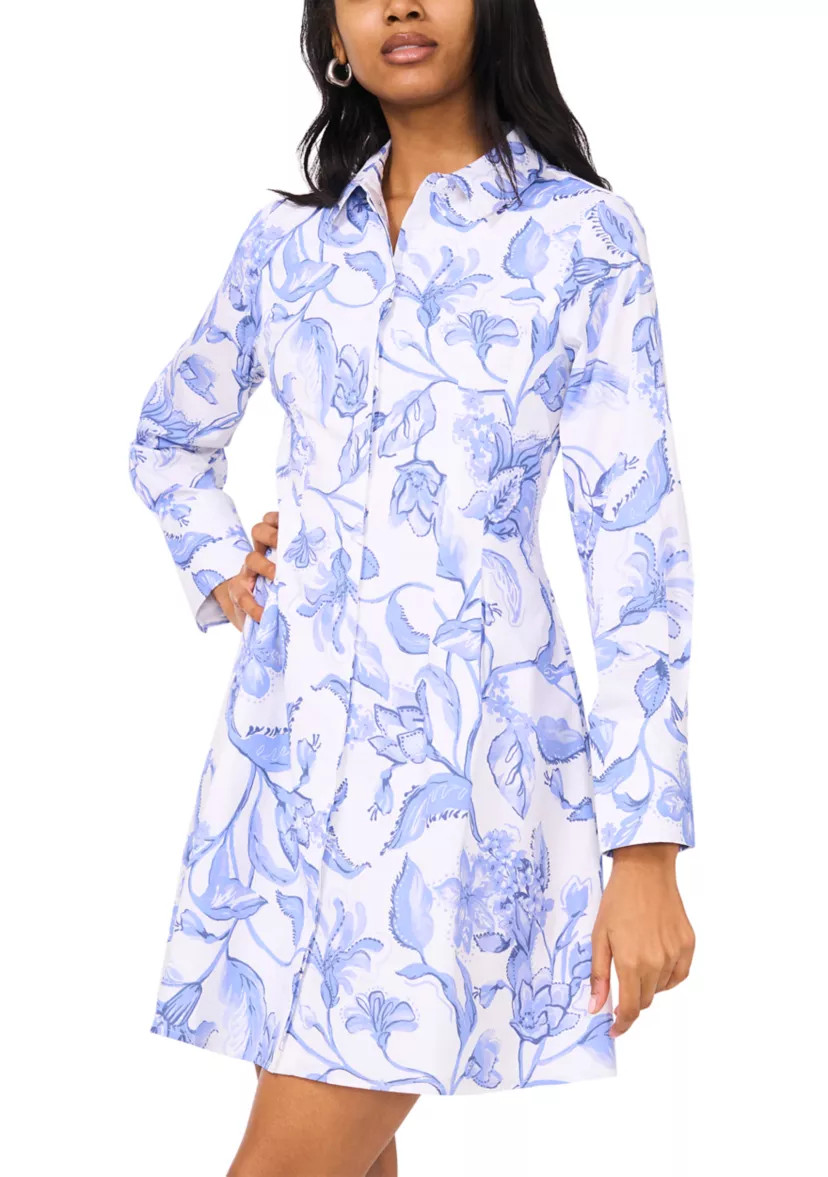 Women's Long Sleeve Button Front Shirtdress | Belk