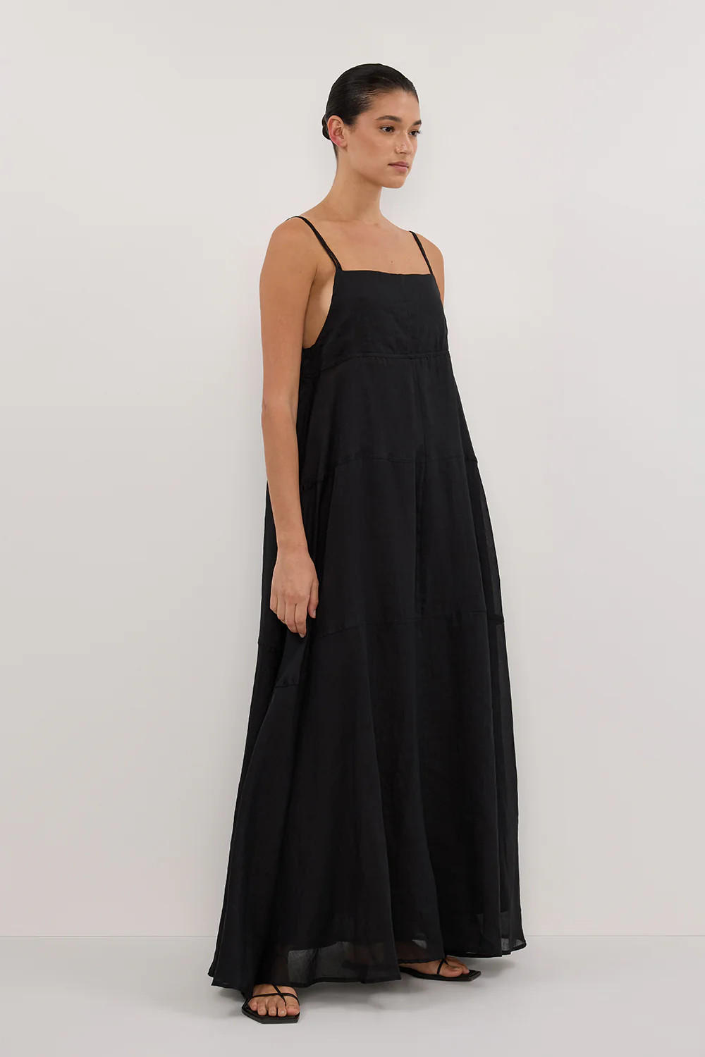 TINA BLACK RAMIE HIGH NECK DRESS | DISSH