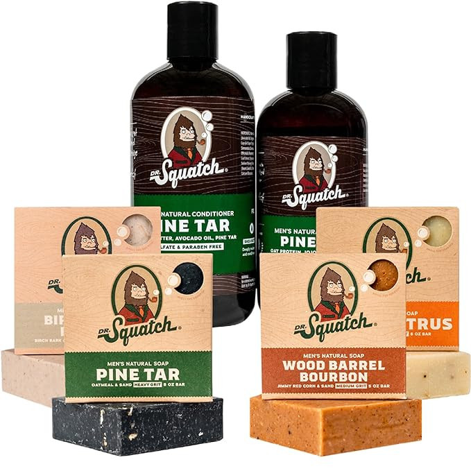 Dr. Squatch Natural Bar Soap FOREST Expanded Pack For Men's, Wood Barrel Bourbon, Birchwood Breez... | Amazon (US)