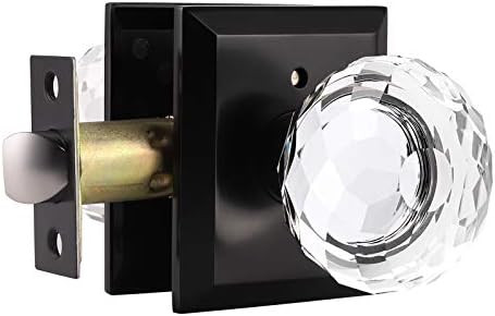 Probrico Black Door Knob Set, Keyless Interior Door Knobs with Round Diamond Shape Crystal Glass,... | Amazon (US)