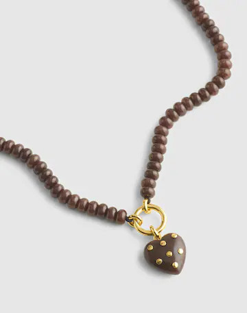 Semiprecious Polka-Dot Heart Beaded Charm Necklace | Madewell