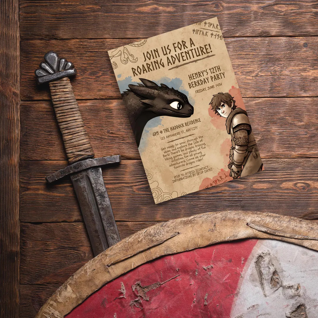 How to Train Your Dragon Invitation: Hiccup & Toothless, Editable Canva Template (digital Downloa... | Etsy (US)