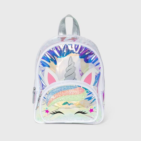 Girls' Indescent Jelly with Unicorn Pocket Backpack - Cat & Jack™ Silver | Target