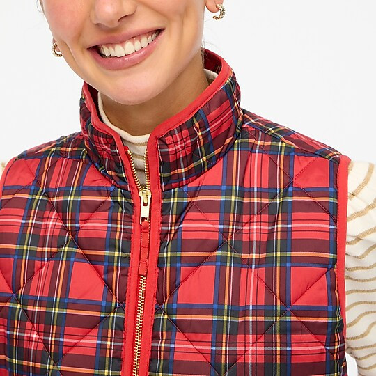 Tartan puffer vest with snap pockets | J.Crew Factory