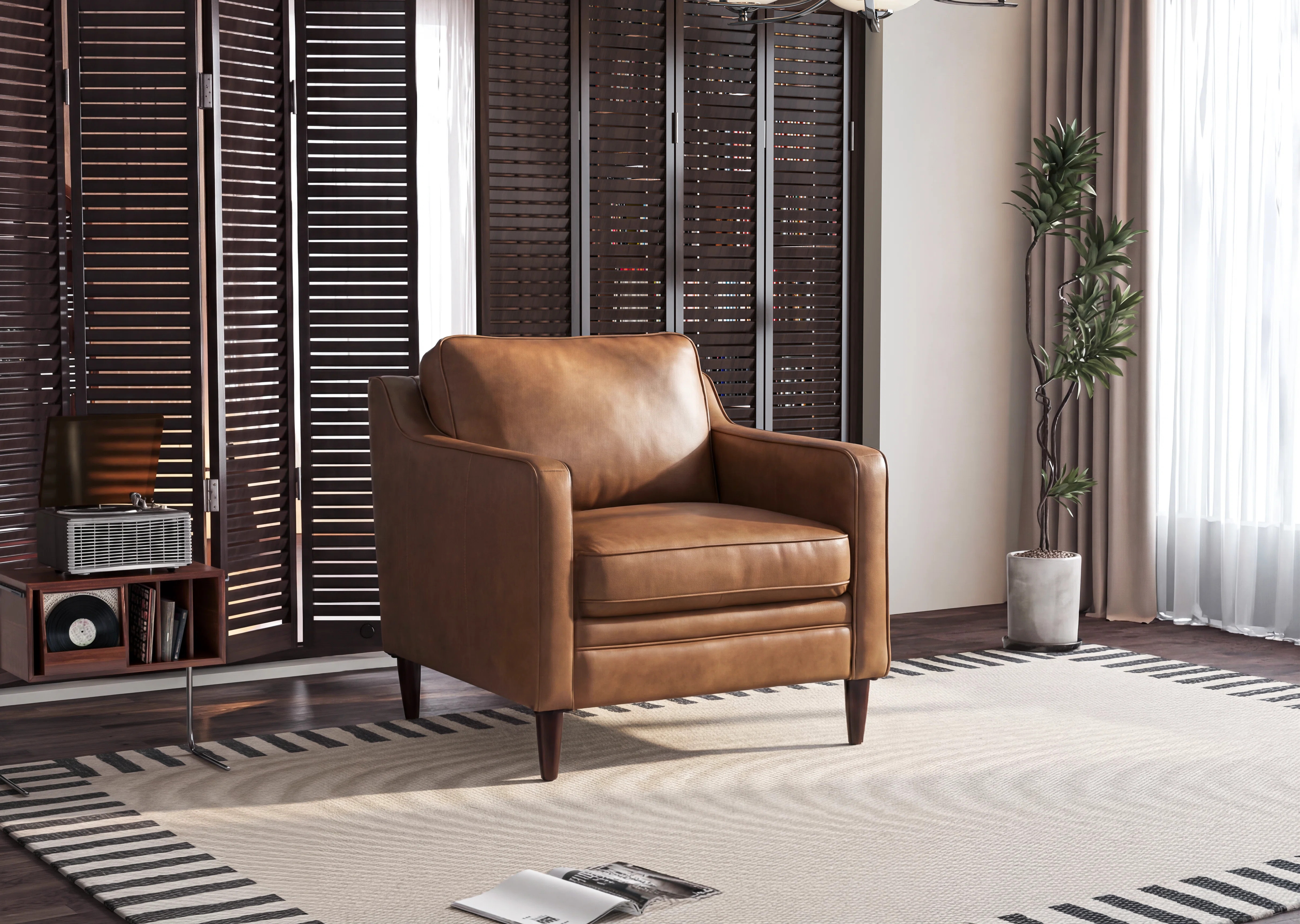 Ashtabula Genuine Leather Square Arm Accent Chair | Wayfair North America
