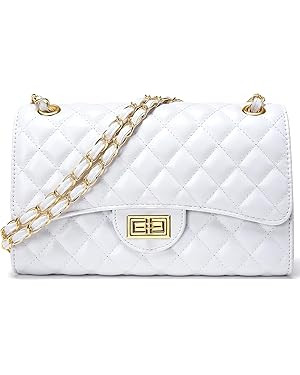 Quilted Leather Crossbody Bags for Women Trendy Ladies Shoulder Purse Satchel HandBag with Chain ... | Amazon (US)