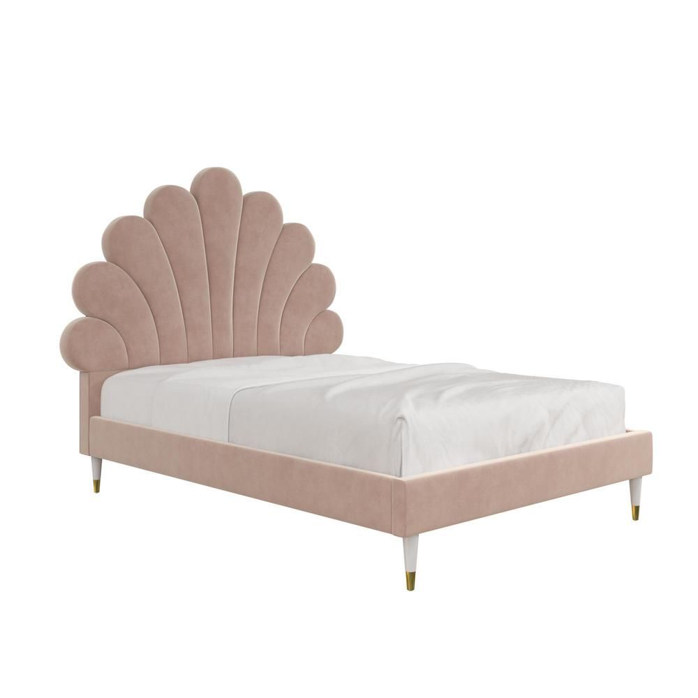 Monarch Hill Pink Upholstered Poppy Full Size Bed Frame | The Home Depot
