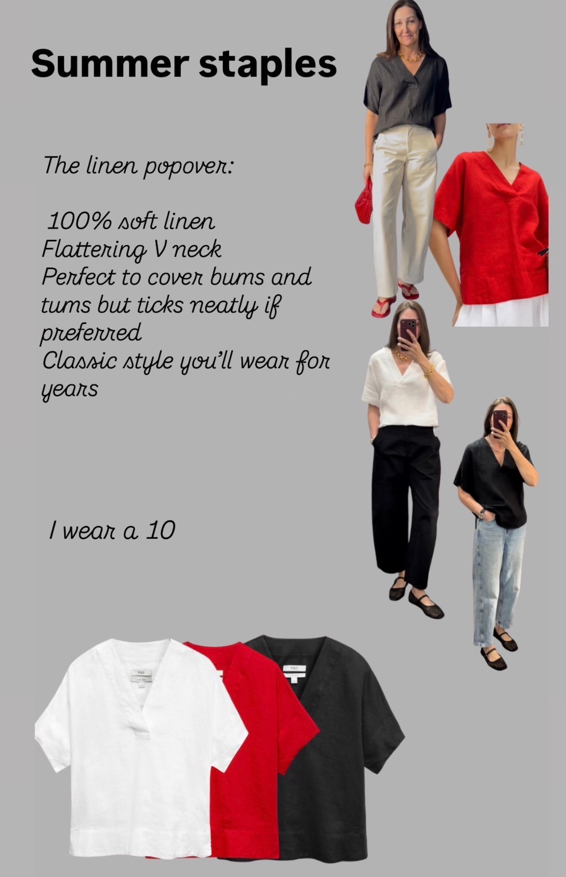 The linen top that flatters. It’s a lovely V neck style with floaty sleeves and a length and shape that covers bums and tums. 
I wear a 10

#LTKstyletip #LTKuk #LTKspring