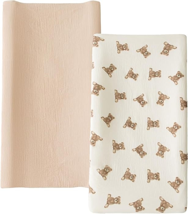 Little Jump Muslin Changing Pad Cover for Baby Girls Boys, 100% Cotton Soft Breathable Changing T... | Amazon (US)