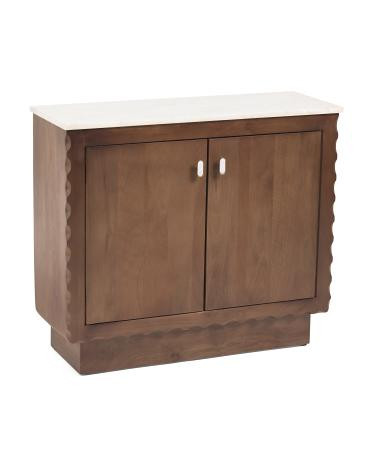 34x29x11 2 door marble and solid wood scalloped trim cabinet | TJ Maxx