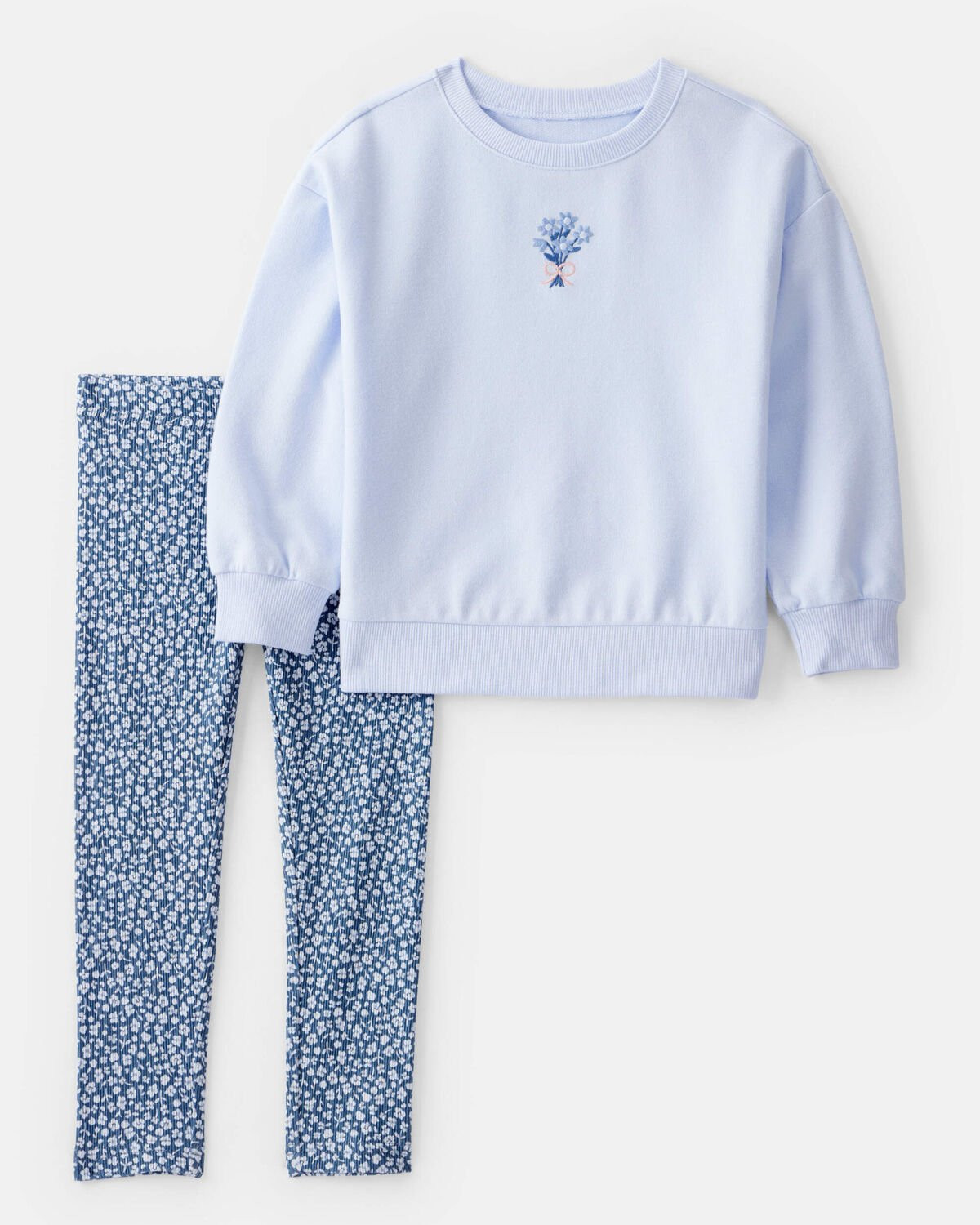 Toddler Girl  2-Piece Floral French Terry Sweatshirt & Pant Set - Blue | Carter's | Carter's Inc