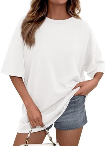 PRETTYGARDEN Womens 2026 Spring Going Out Tops Casual Short Sleeve Crewneck Loose Fit Basic Overs... | Amazon (US)