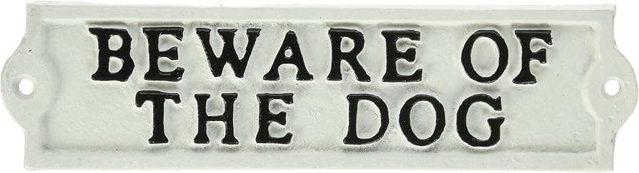 Abbott Collection "Beware Of The Dog" Ivory Cast Iron Sign | Amazon (US)