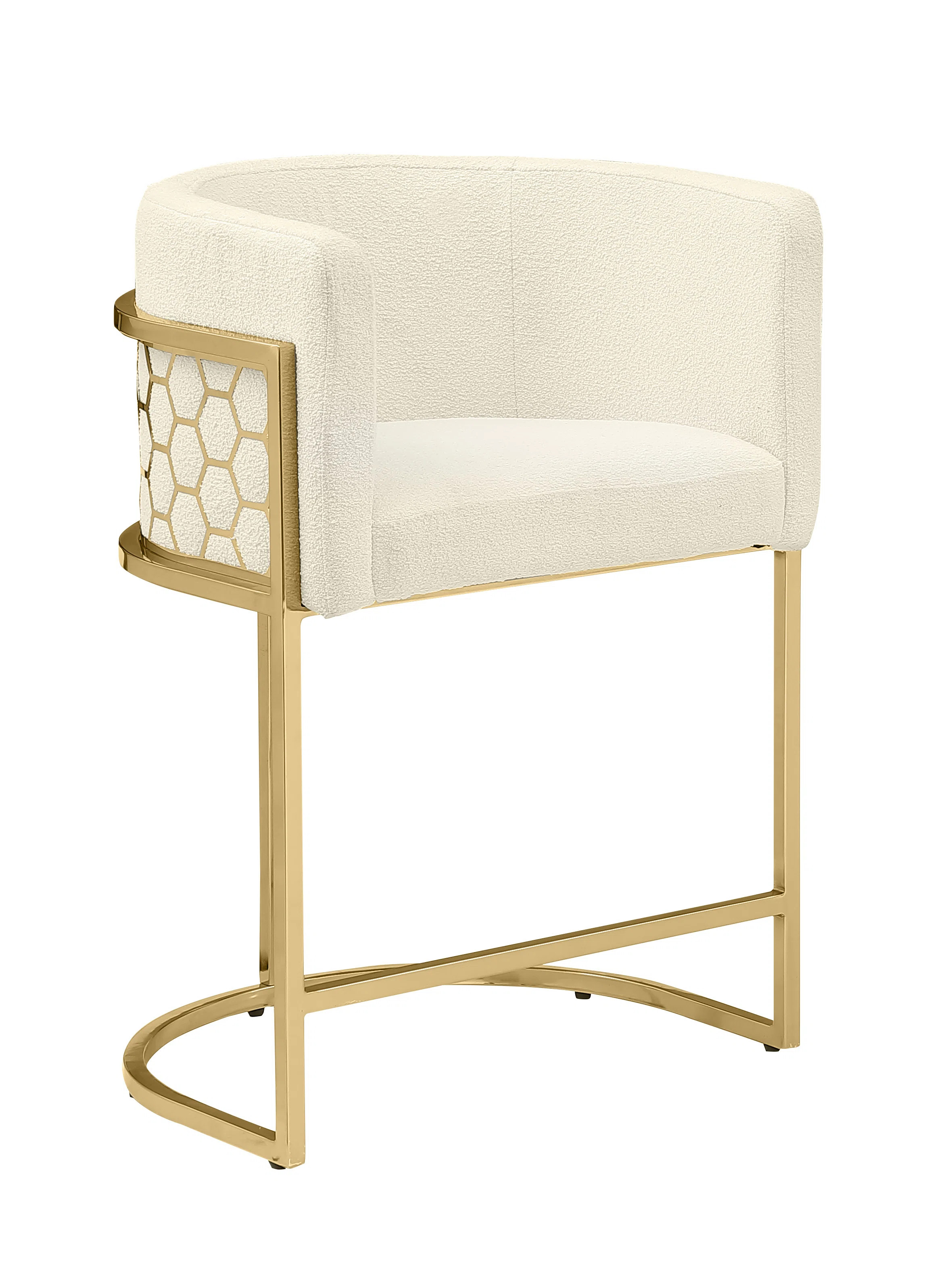 Upholstered Barstool (29") & Counterheight (24") With Teddy Fabric And Honey Comb Back Design | Wayfair North America