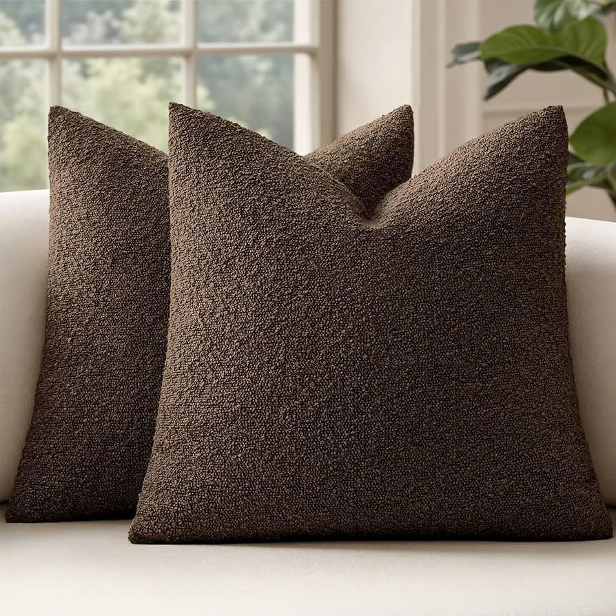 MIULEE 20x20 Decorative Lumbar Boucle Couch Pillow Covers Brown | Amazon (US)