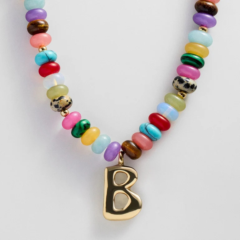 Semi-Precious Bubble Initial Necklace - Multi | BaubleBar