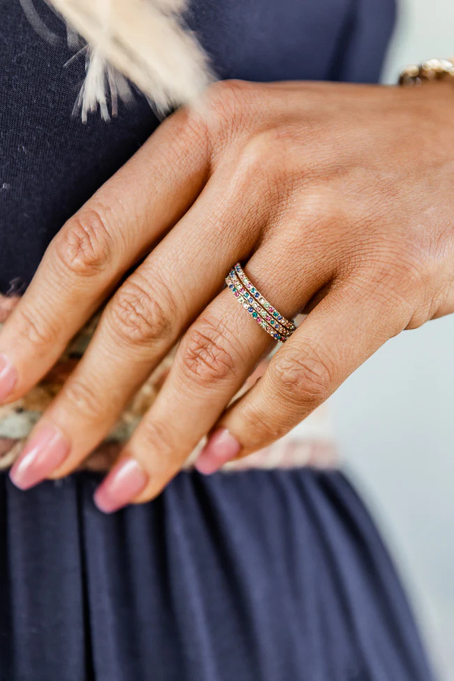 Piece It Together Multi Color Rhinestone Ring Set FINAL SALE | Pink Lily