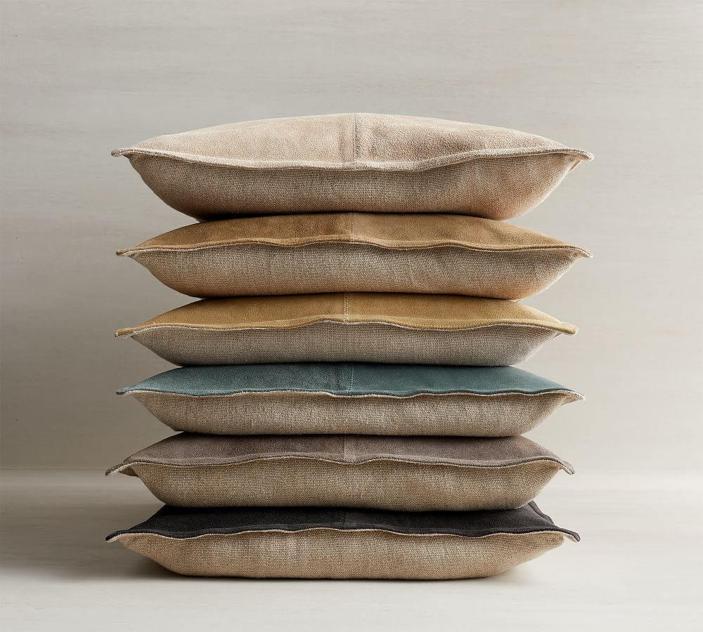 Pieced Suede Pillow Covers | Pottery Barn (US)