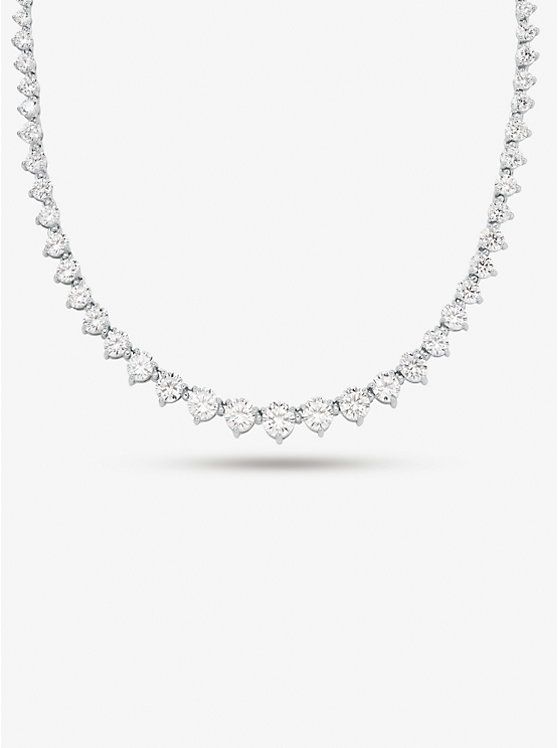 Precious Metal-Plated Sterling Silver Cubic Zirconia Necklace | Michael Kors US