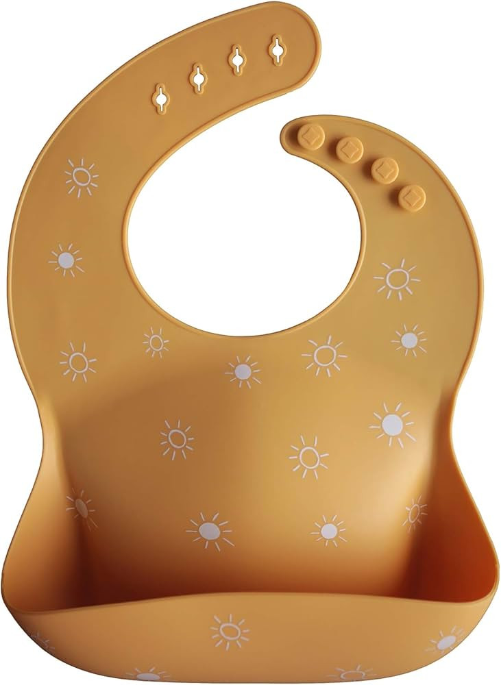 mushie Silicone Baby Bib | Adjustable Fit Waterproof Bibs (Sun Orange) | Amazon (US)