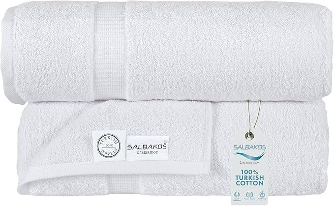 SALBAKOS 100% Turkish Cotton Bath Sheet Towels Set of 2-Piece White | 35x70 in Extra Large Bath T... | Amazon (US)