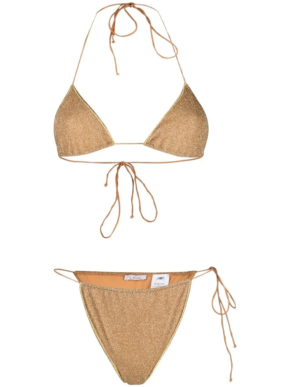 Oséree glitter lurex bikini set - Gold | Farfetch Global