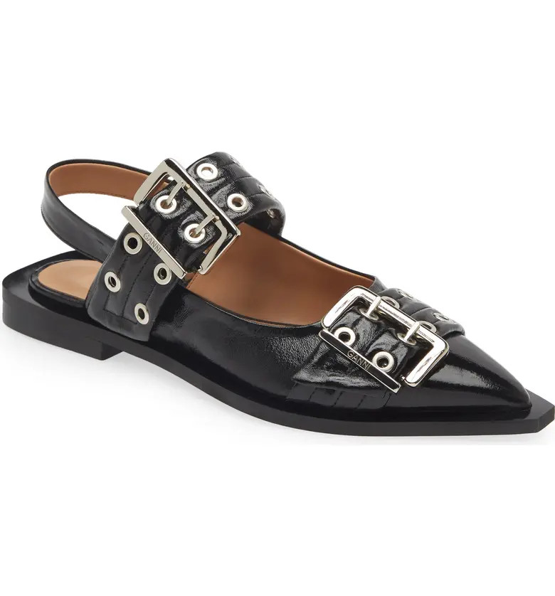 Chunky Buckle Slingback Ballerina Flat (Women) | Nordstrom
