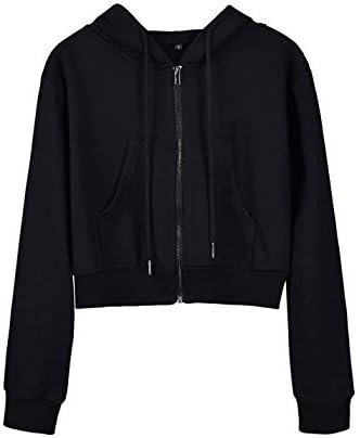 Yimoon Zip Up Hoodie Women Cropped Casual Sweatshirts Workout Long Sleeve Drawstring Hooded Jacke... | Amazon (US)