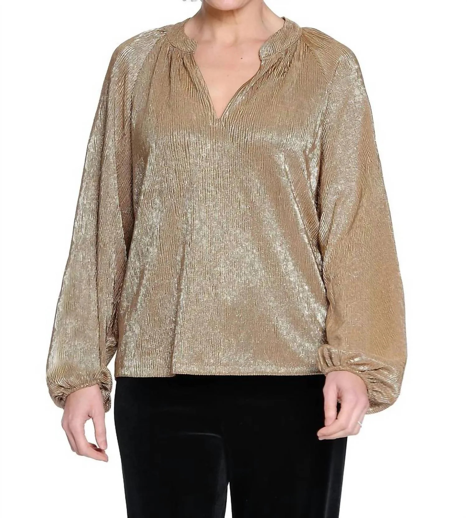 Metallic Popover Top In Gold | Shop Simon
