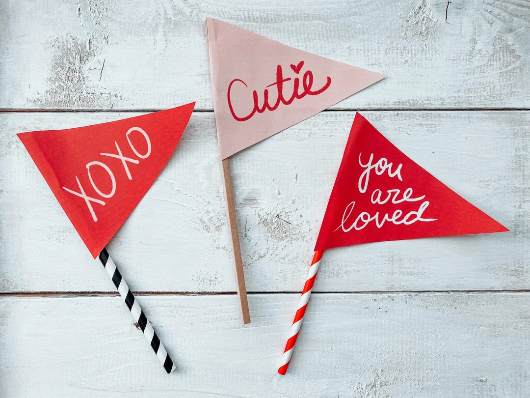 Valentines Pennant Flags Printable: Set of 5 Designs (Digital Download) | Etsy (US)