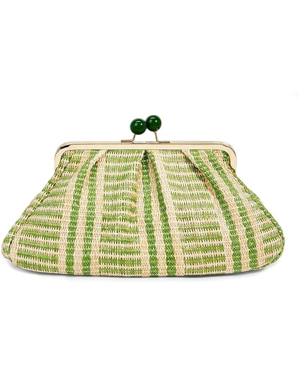 Straw Clutch Purse for Women, Classic Beach Clutch,Woven Summer Bag, Dumpling Wicker Handbag for ... | Amazon (US)