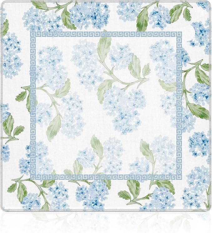 Blue Hydrangea Floral Mahjong Mat 31.5"x31.5", Grandmillennial Blue Flower Non-Slip Noise Reducti... | Amazon (US)