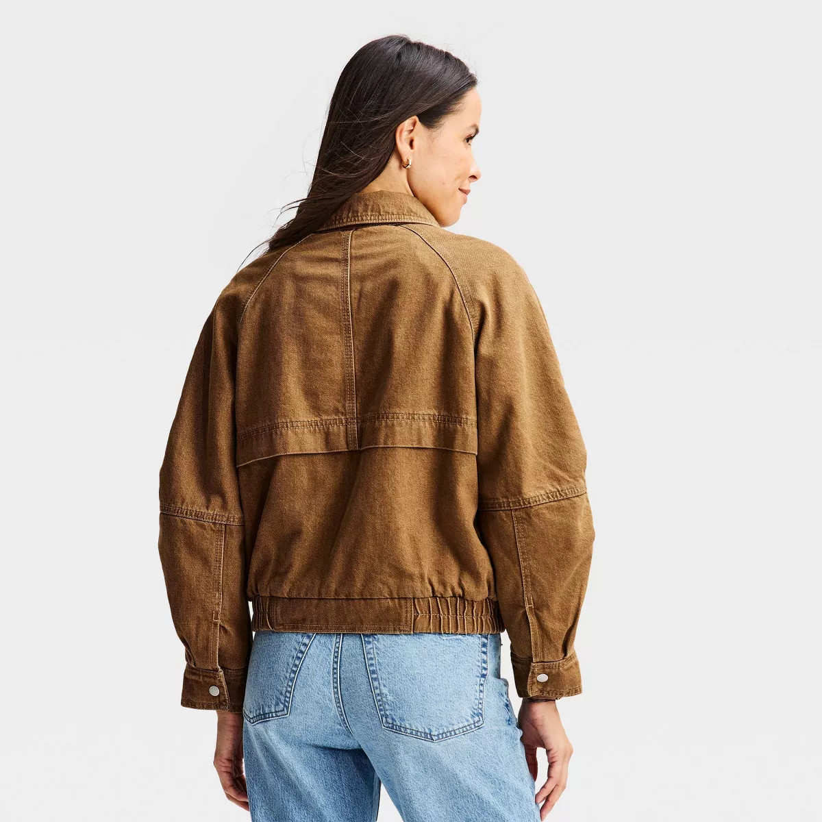 Women's Denim Bomber Jacket - Universal Thread™ Brown XXL | Target