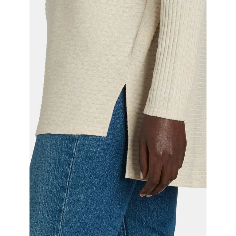 Time and Tru Women's Rib Roll Neck Tunic, Size S-XXXL | Walmart (US)