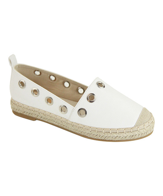 Anna Women's Alpargatas WHITE - White Eyelet Mandy Espadrille Slip-On Sneaker - Women | Zulily