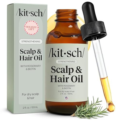 Kitsch Rosemary Oil for Hair Growth – Pre-Wash Hair Oil with Castor, Biotin, Jojoba – Hair Care, Adds Shine, Strengthens Roots, Scalp Treatment | Ideal Gifts for Women – Lavender Scent, 60mL | Amazon (US)