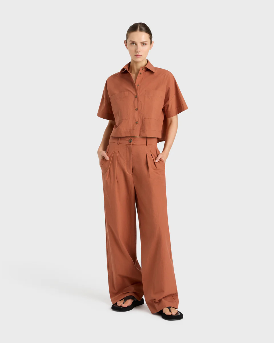 BONDI BORN® | Kyoto Pleat Front Pant in Sienna | Australian Designer | BONDI BORN