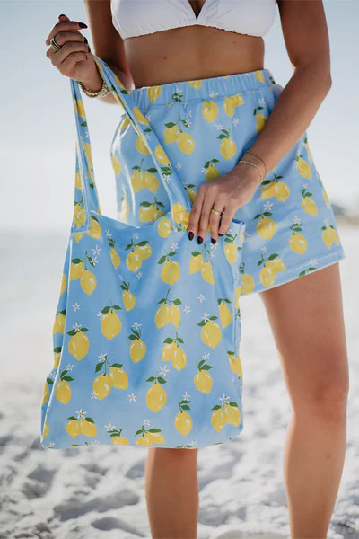 Zesty Lemons Terry Cloth Beach Bag | Katydid