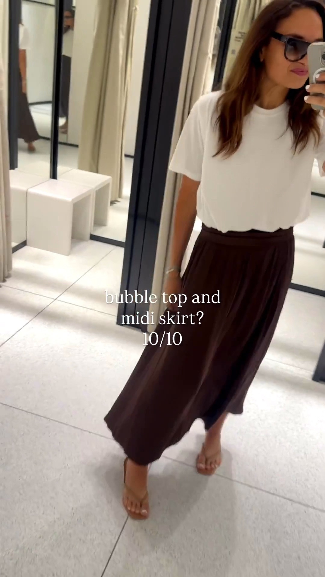 Bubble skirt and midi top ftw!! 
Top in small 
Skirt in small 
🤍🤍