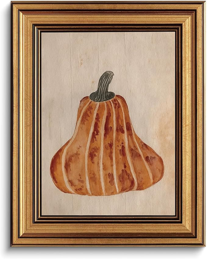 Halloween Pumpkin Still Life Vintage Gold Framed Wall Art 8x10 inch | Amazon (US)