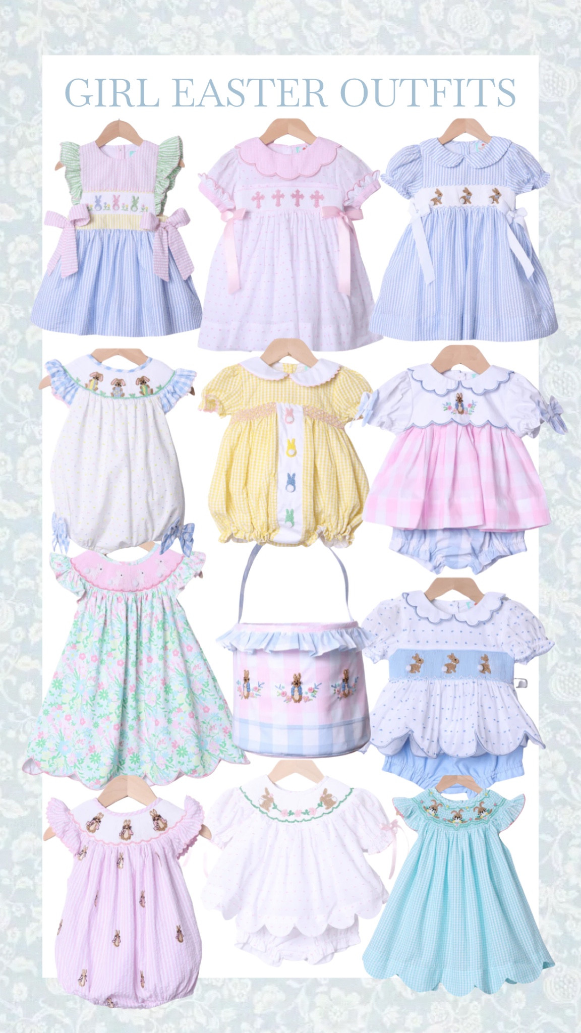 I’ve gathered a bunch of cute Easter outfits for babies, toddlers, and little girls! 🐣🌸 Perfect for Easter Sunday, spring outings, egg hunts, Easter bunny brunches, and more🐰 These adorable dresses, bubbles, and sets are full of pastel colors, florals, and sweet details that will have your little one looking precious this season🩵 Don’t miss out on these Easter-ready styles! ✨💕

#EasterOutfits #LittleGirlFashion #SpringStyle #EasterSunday #EasterEggHunt #ToddlerFashion #SpringWardrobe #CuteAndComfy #StylishKids #easter #spring 

#LTKFamily #LTKKids #LTKFindsUnder50