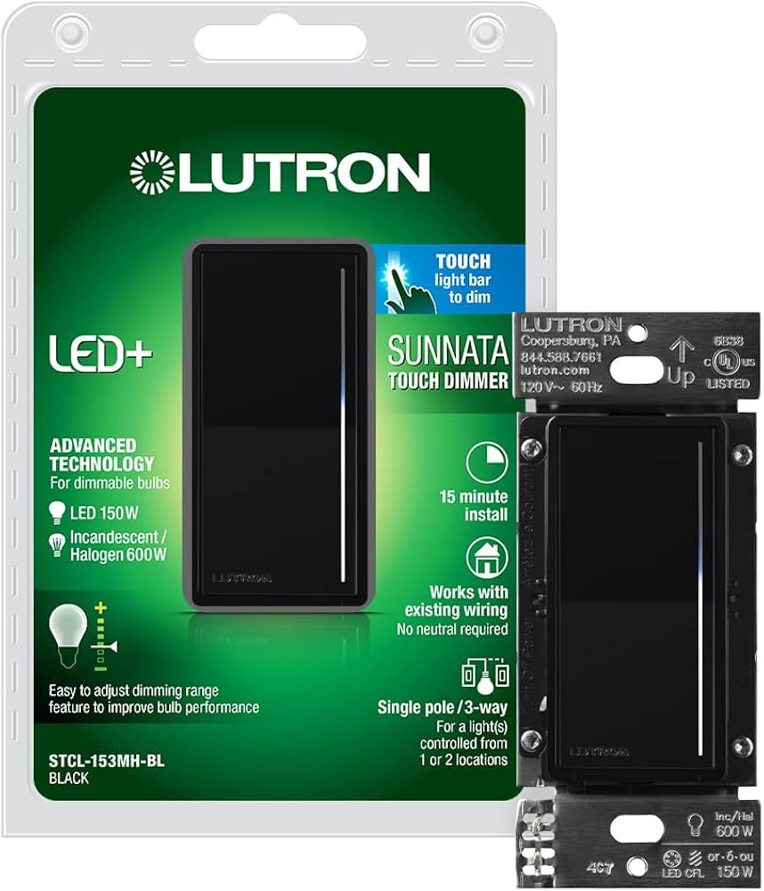 Lutron Sunnata Touch Dimmer Switch with LED+ Advanced Technology, for LED, Incandescent and Halog... | Amazon (US)