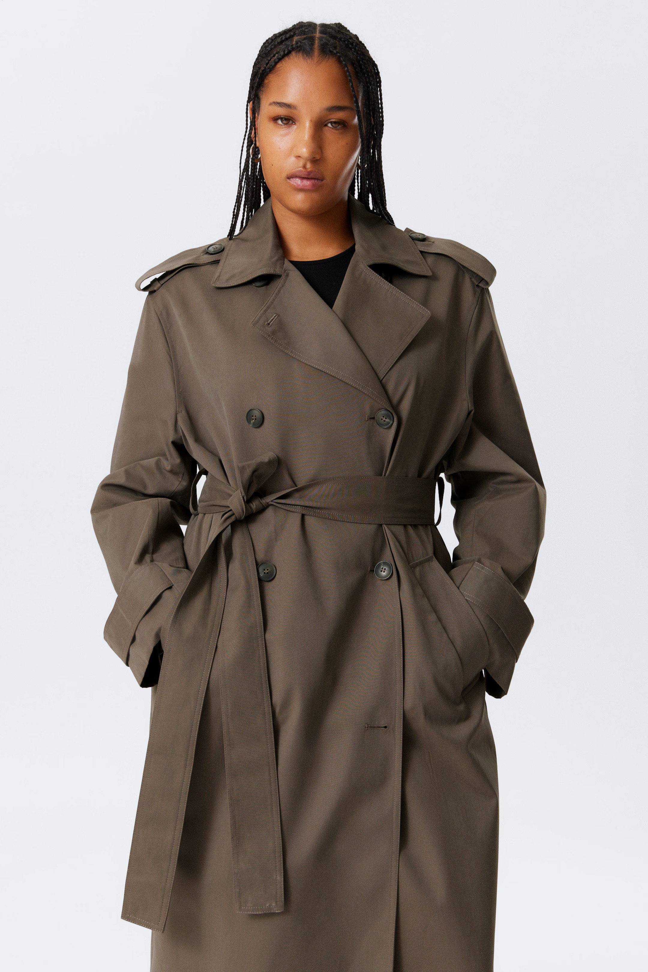 Zweireihiger Oversize-Trenchcoat aus Canvas | H&M (DE, AT, CH, NL, FI)