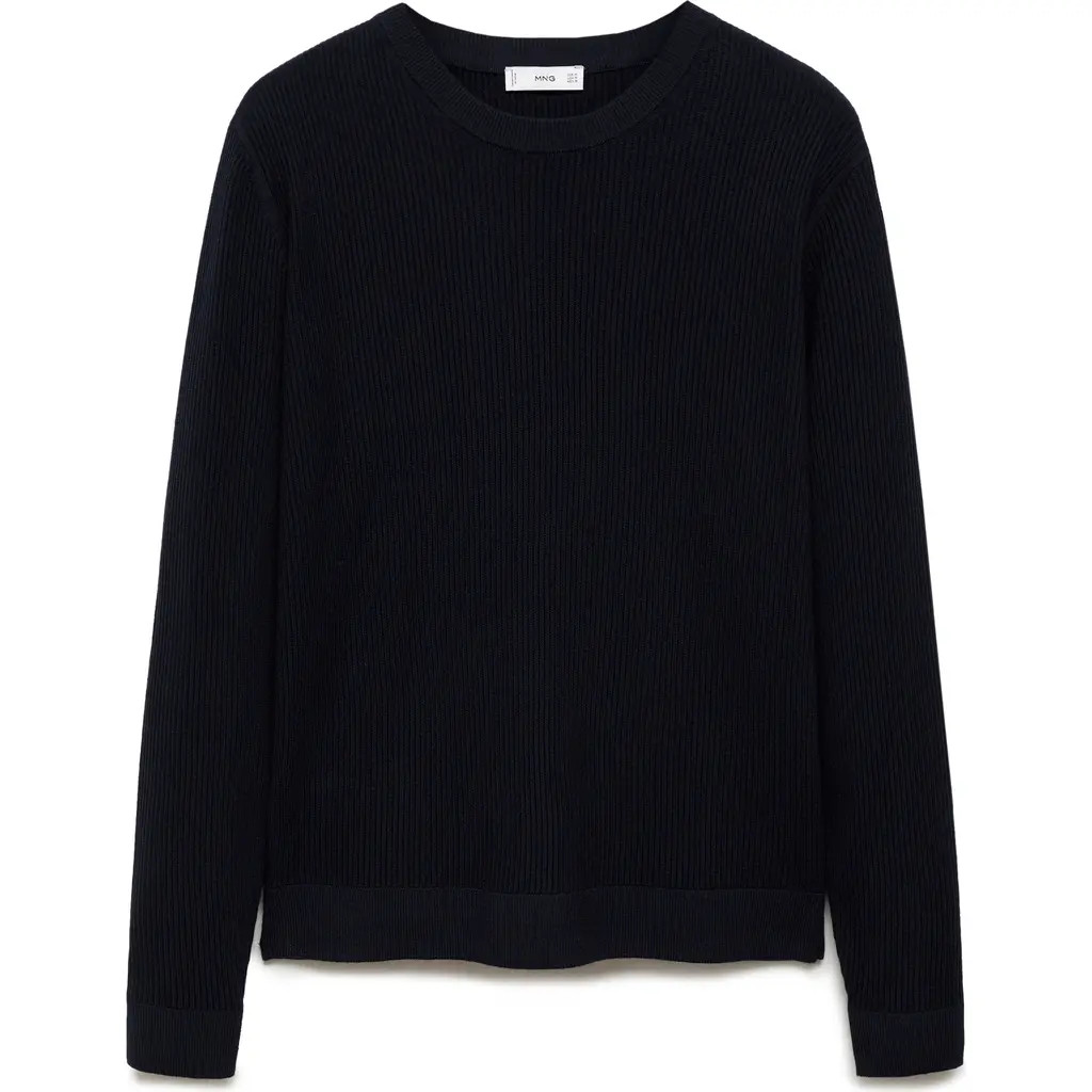 MANGO Rib Sweater in Dark Navy at Nordstrom, Size X-Large | Nordstrom