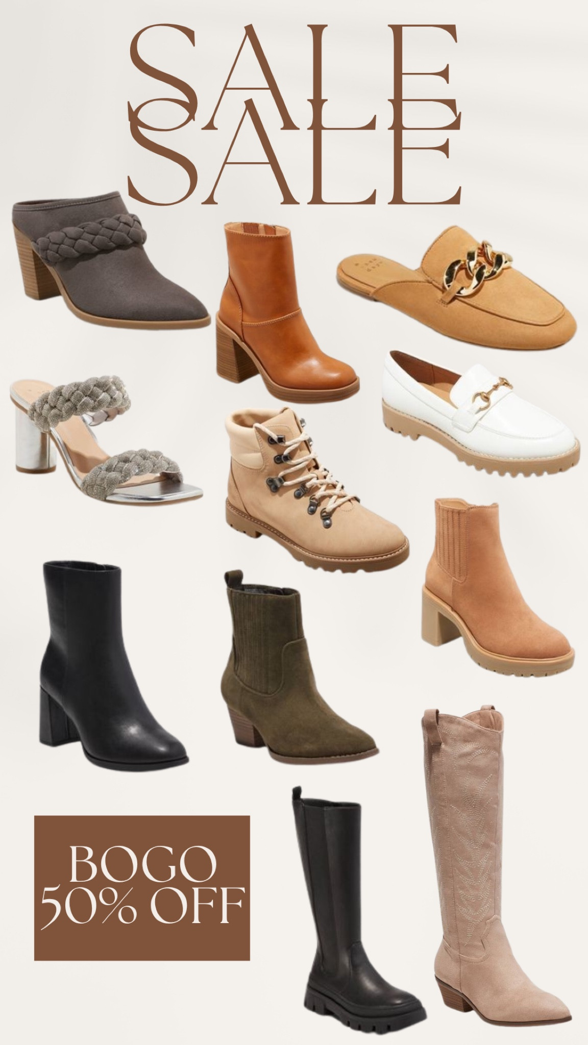 Fall shoes sale! Buy one get one 50% off! Boots/ booties/ mules/ fall outfits / fall fashion 

#LTKsalealert #LTKshoecrush #LTKunder50