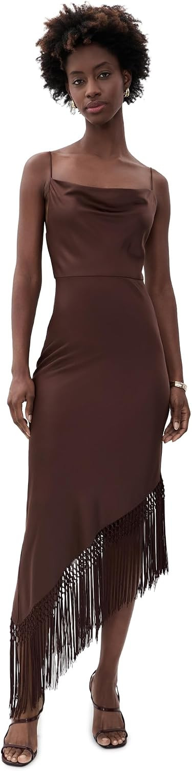 alice + olivia Women's Harmony Drapey Slip Asymmetrical Midi Dress | Amazon (US)