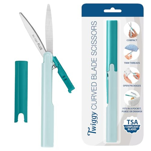Plus Pen Style Non-Stick Compact TSA Twiggy Scissors with Cover, Turquoise | Amazon (US)